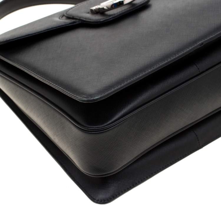 Pre Owned Salvatore Ferragamo Black Leather Kelly Top Handle Bag