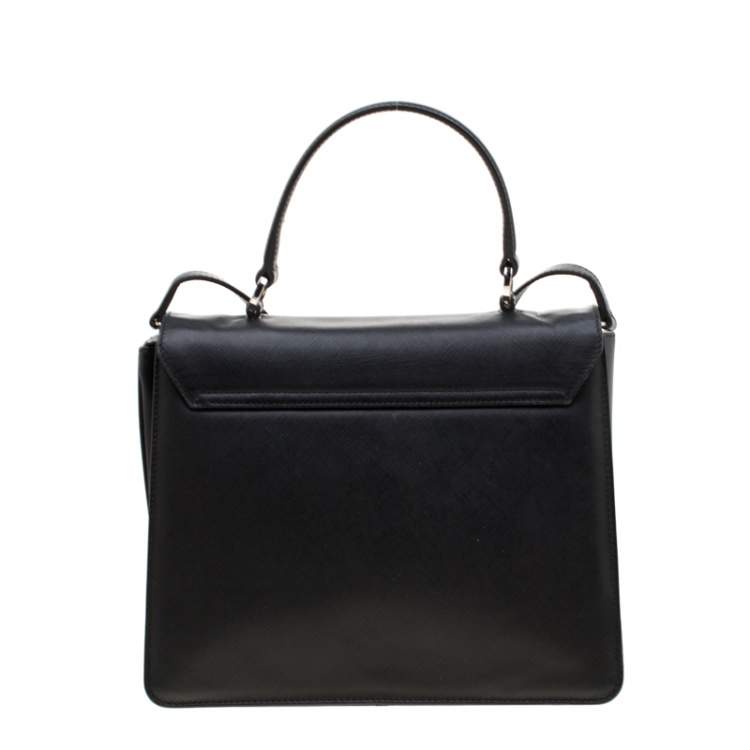 Pre Owned Salvatore Ferragamo Black Leather Kelly Top Handle Bag