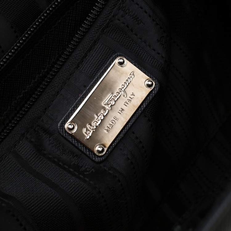 Pre Owned Salvatore Ferragamo Black Leather Kelly Top Handle Bag