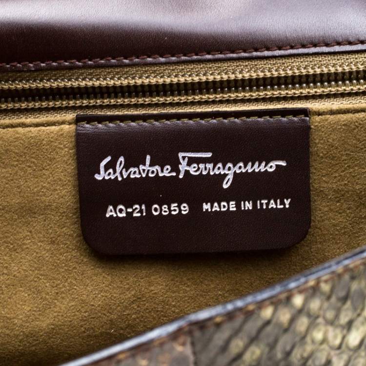 Pre Owned Salvatore Ferragamo Multicolour Python Leather Ring Handle Clutch