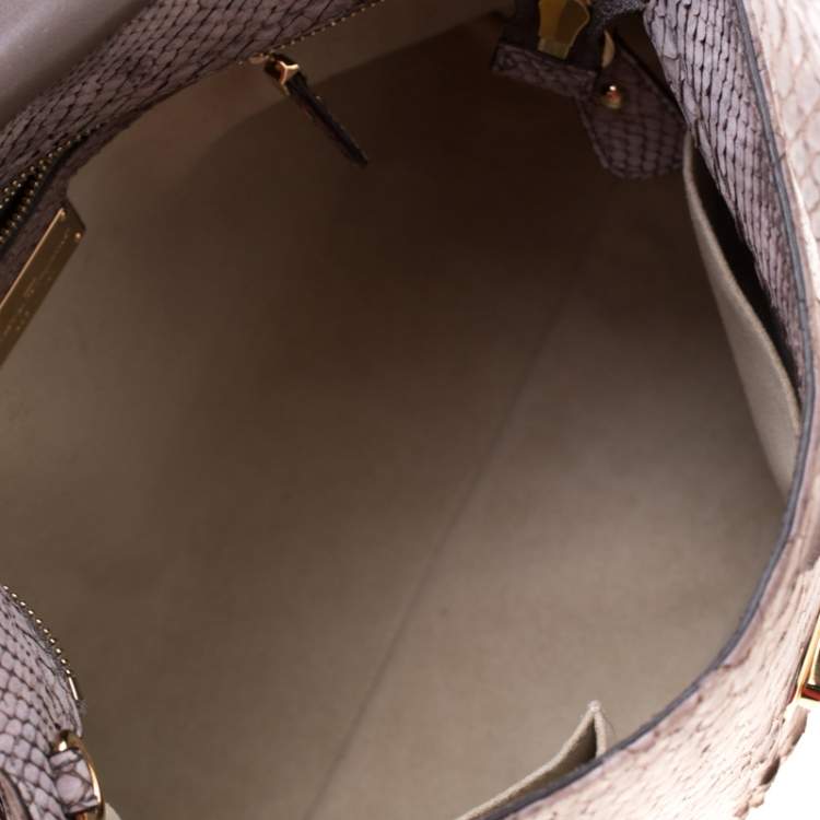 Pre Owned Salvatore Ferragamo Taupe Python Medium Sofia Satchel