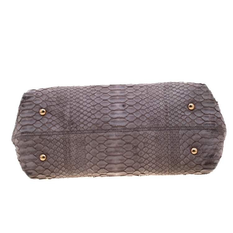 Pre Owned Salvatore Ferragamo Taupe Python Medium Sofia Satchel