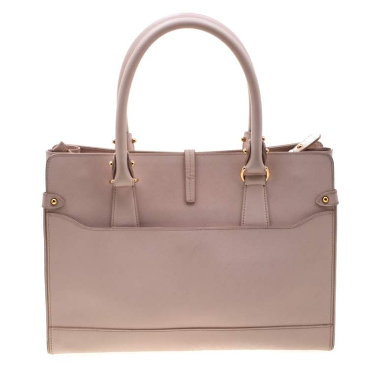 Pre Owned Salvatore Ferragamo Blush Pink Leather Small Briana Tote