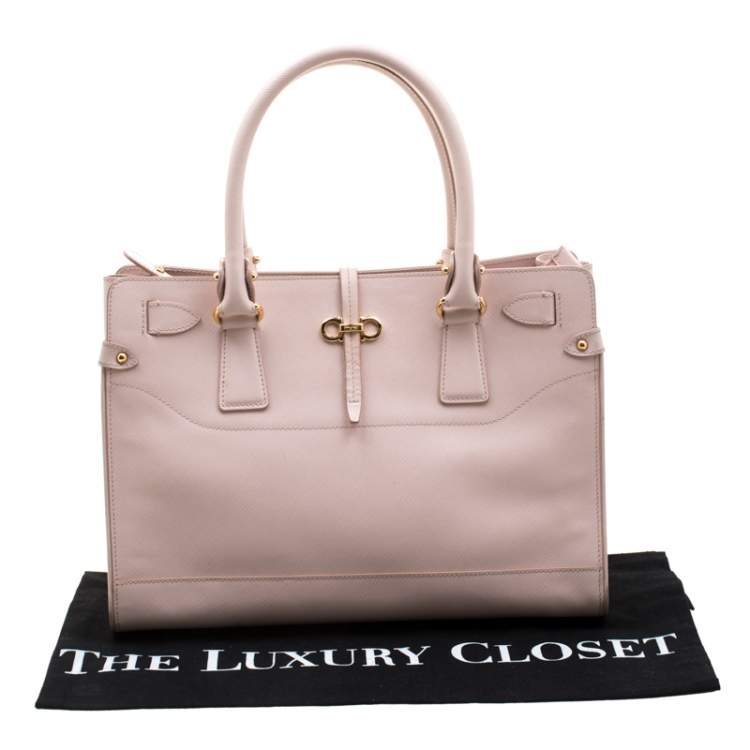 Pre Owned Salvatore Ferragamo Blush Pink Leather Small Briana Tote
