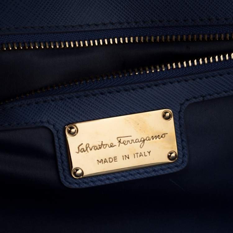 Pre Owned Salvatore Ferragamo Light Blue Leather Ginny Shoulder Bag