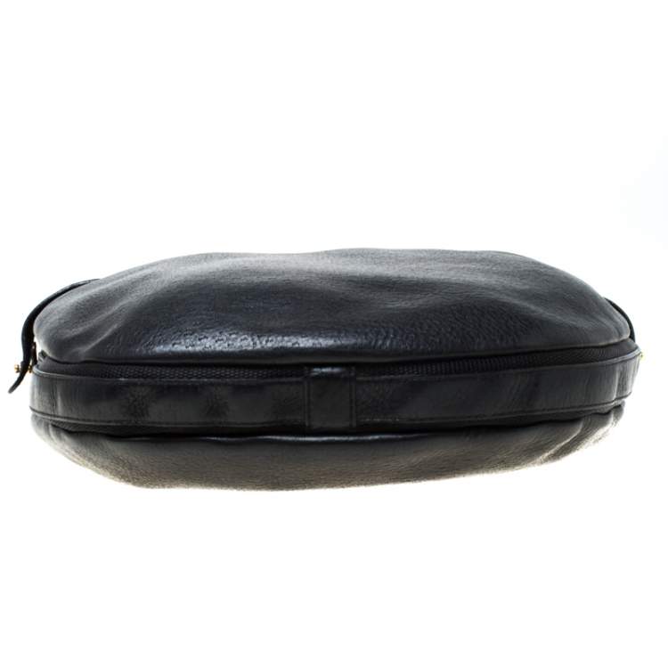 Pre Owned Salvatore Ferragamo Black Leather and Canvas Hobo