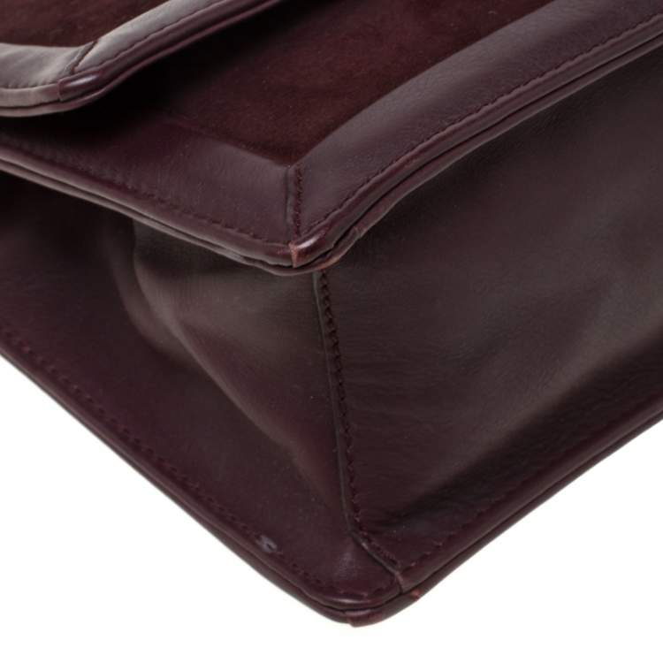 مملوكة مسبقًا Salvatore Ferragamo Burgundy Suede and Leather Clutch