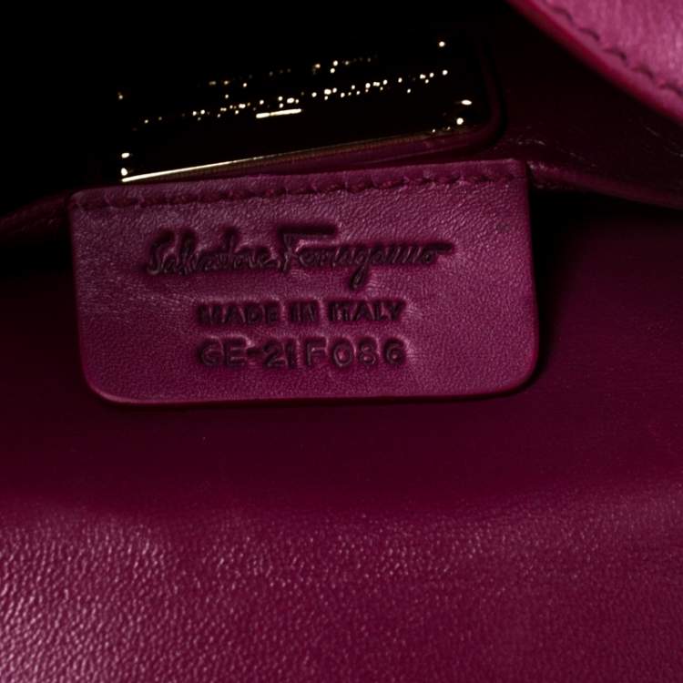 Pre Owned Salvatore Ferragamo Burgundy Leather Mini Sofia Crossbody Bag