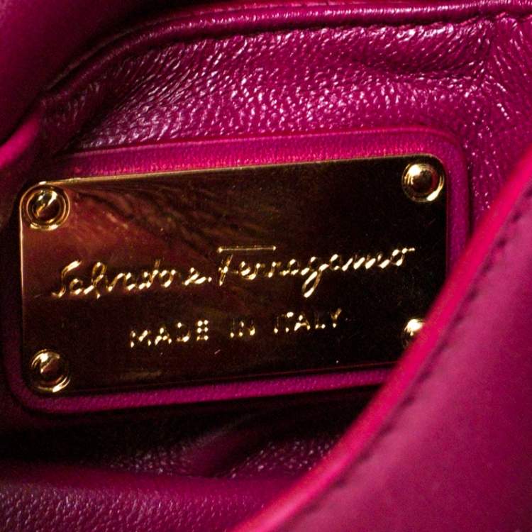 Pre Owned Salvatore Ferragamo Burgundy Leather Mini Sofia Crossbody Bag