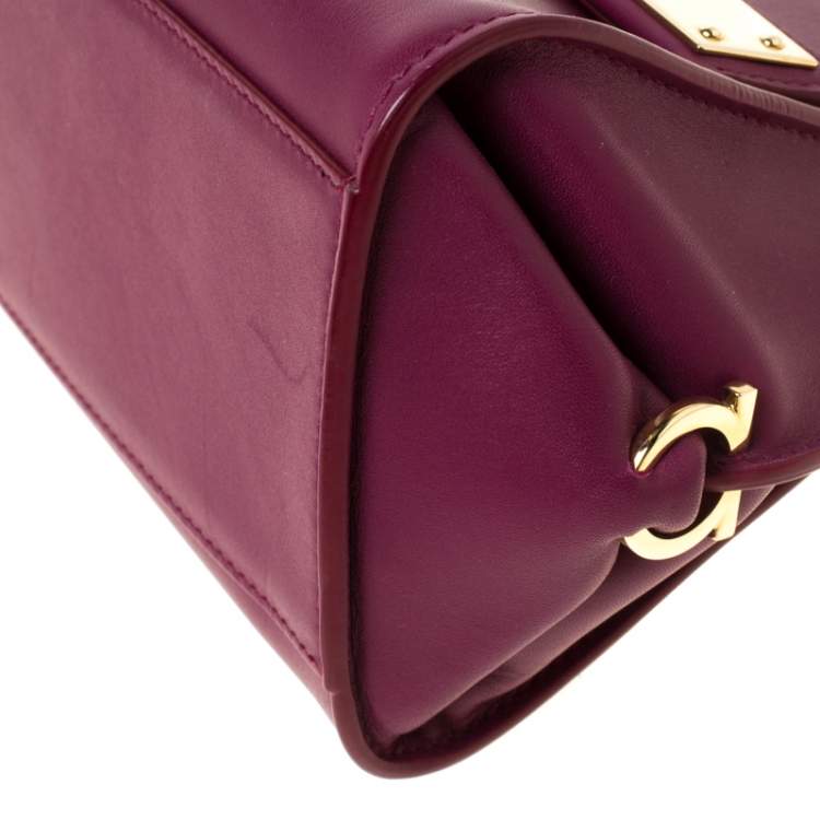 Pre Owned Salvatore Ferragamo Burgundy Leather Mini Sofia Crossbody Bag