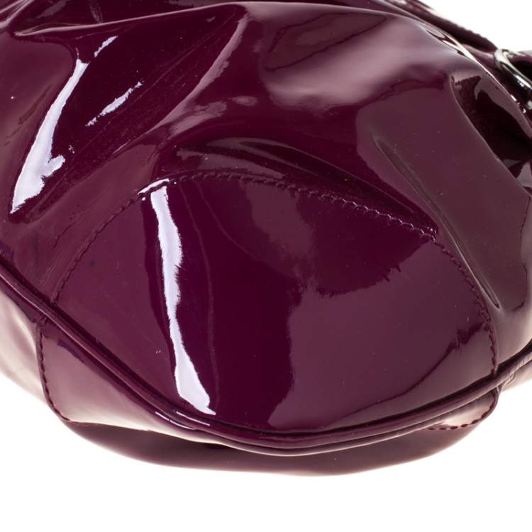 Pre Owned Salvatore Ferragamo Bordeaux Patent Leather Satchel 