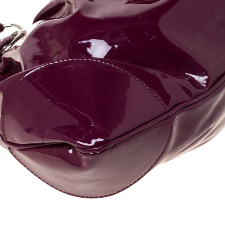 Pre Owned Salvatore Ferragamo Bordeaux Patent Leather Satchel 