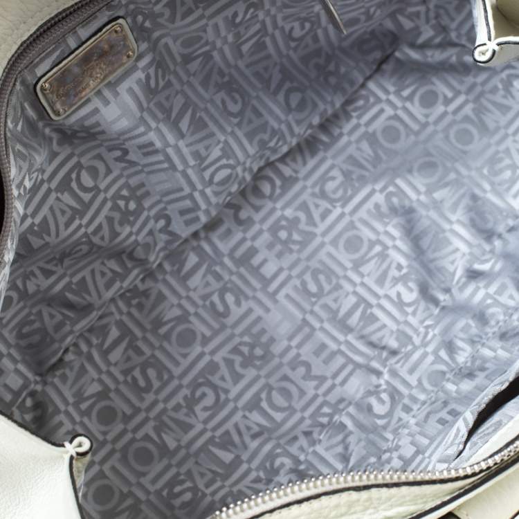 Pre Owned Salvatore Ferragamo White Leather Satchel