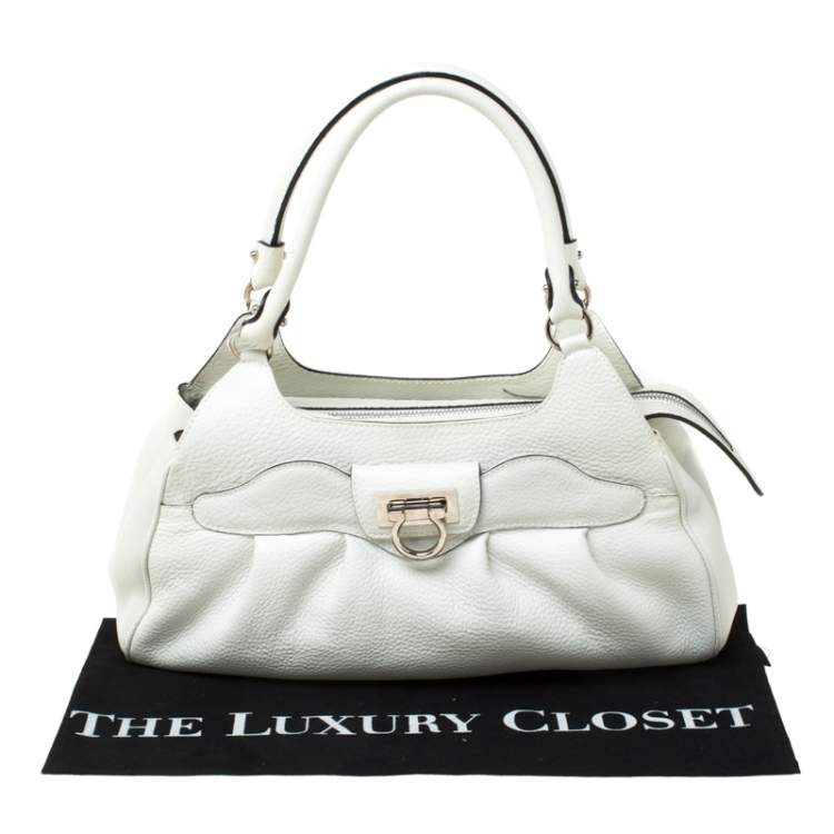 Pre Owned Salvatore Ferragamo White Leather Satchel