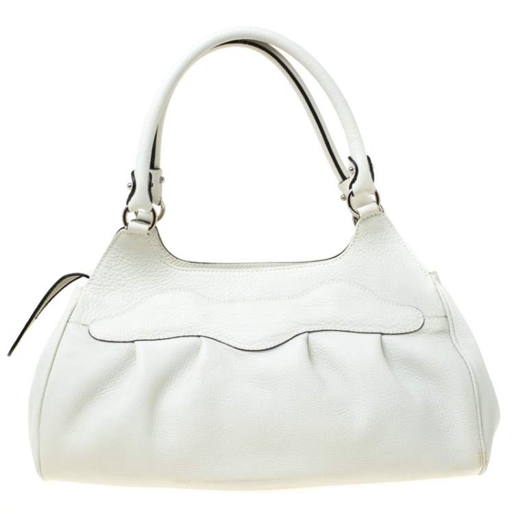 Pre Owned Salvatore Ferragamo White Leather Satchel