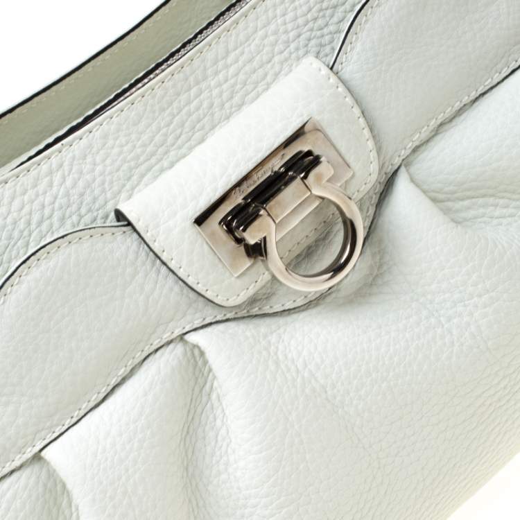 Pre Owned Salvatore Ferragamo White Leather Satchel
