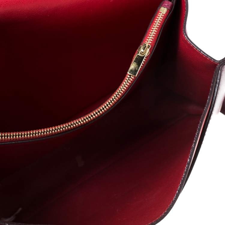 Pre Owned Salvatore Ferragamo Burgundy Leather Gancio Lock Shoulder Bag