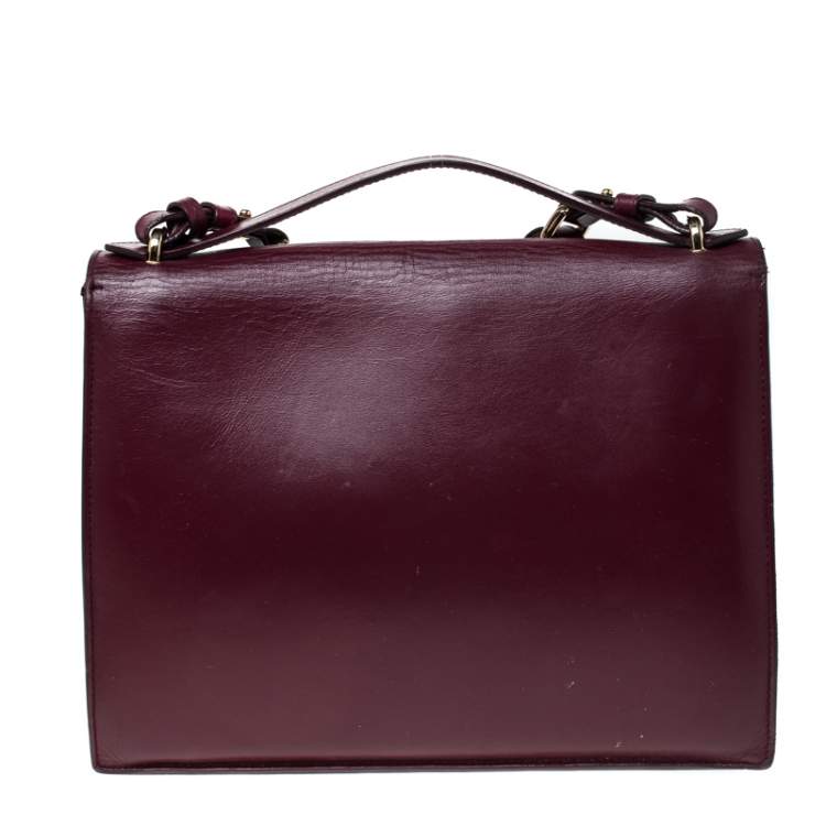 Pre Owned Salvatore Ferragamo Burgundy Leather Gancio Lock Shoulder Bag