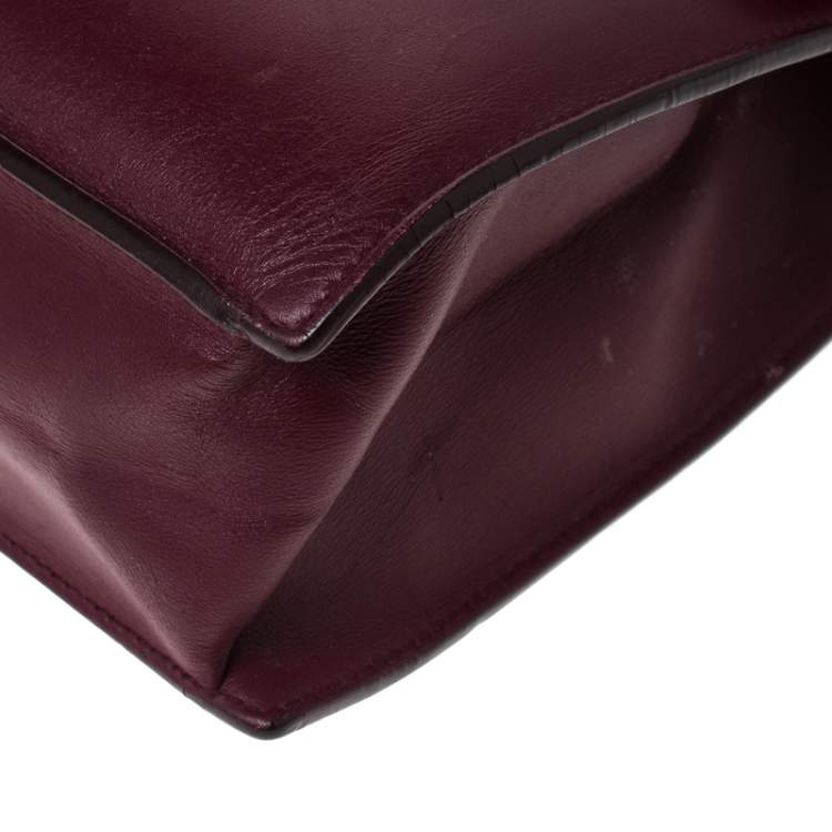 Pre Owned Salvatore Ferragamo Burgundy Leather Gancio Lock Shoulder Bag