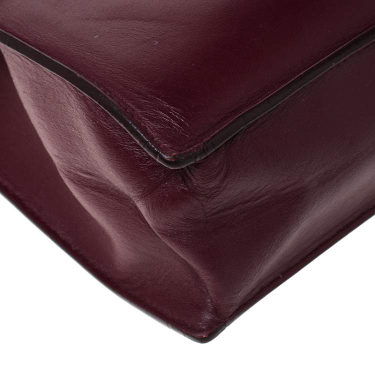 Pre Owned Salvatore Ferragamo Burgundy Leather Gancio Lock Shoulder Bag