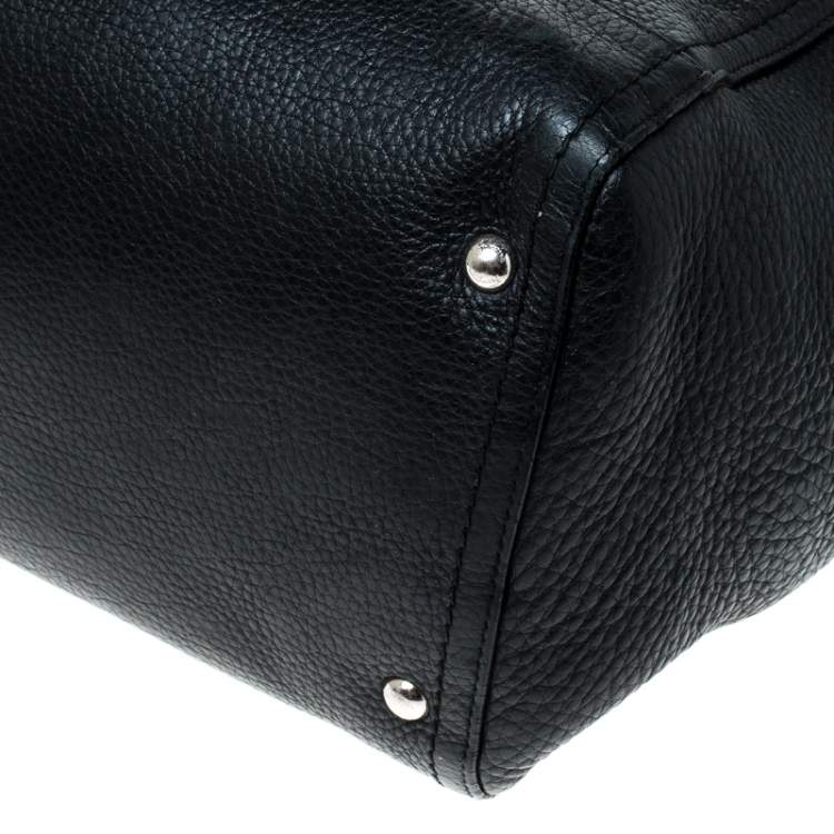 Pre Owned Salvatore Ferragamo Black Leather Large Verve Tote