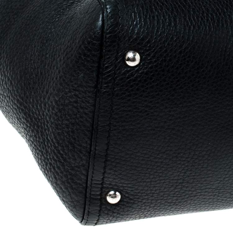 Pre Owned Salvatore Ferragamo Black Leather Large Verve Tote