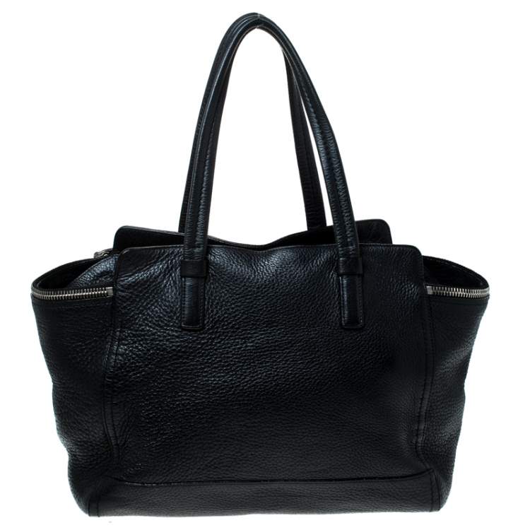 Pre Owned Salvatore Ferragamo Black Leather Large Verve Tote