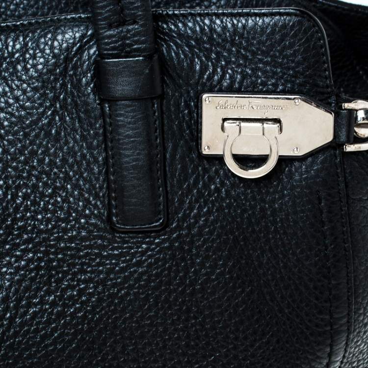 Pre Owned Salvatore Ferragamo Black Leather Large Verve Tote