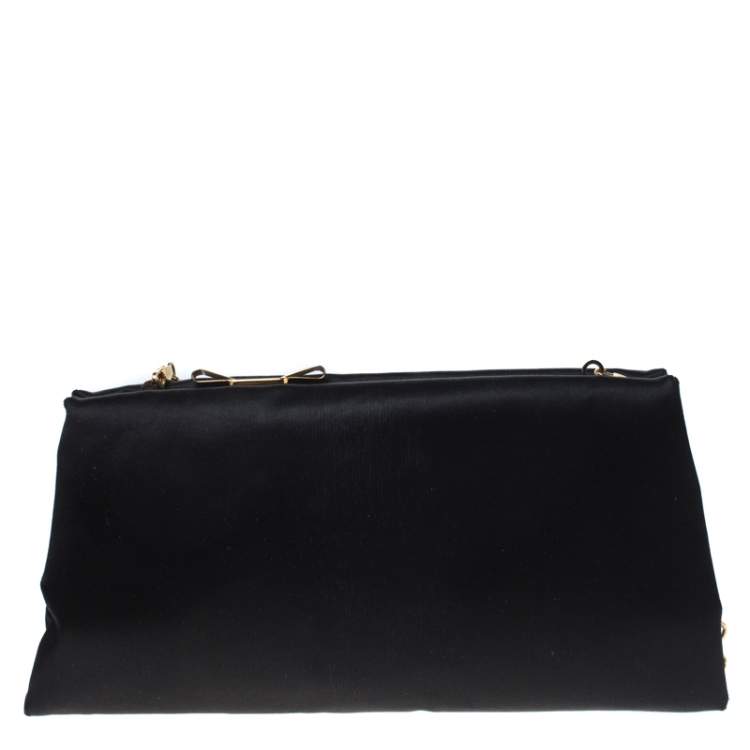 Pre Owned Salvatore Ferragamo Black Satin Clutch