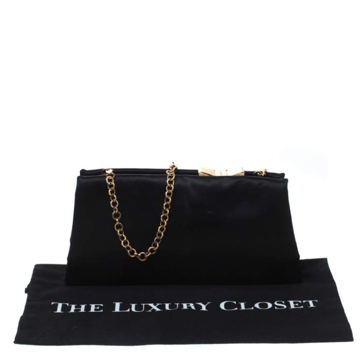 Pre Owned Salvatore Ferragamo Black Satin Clutch