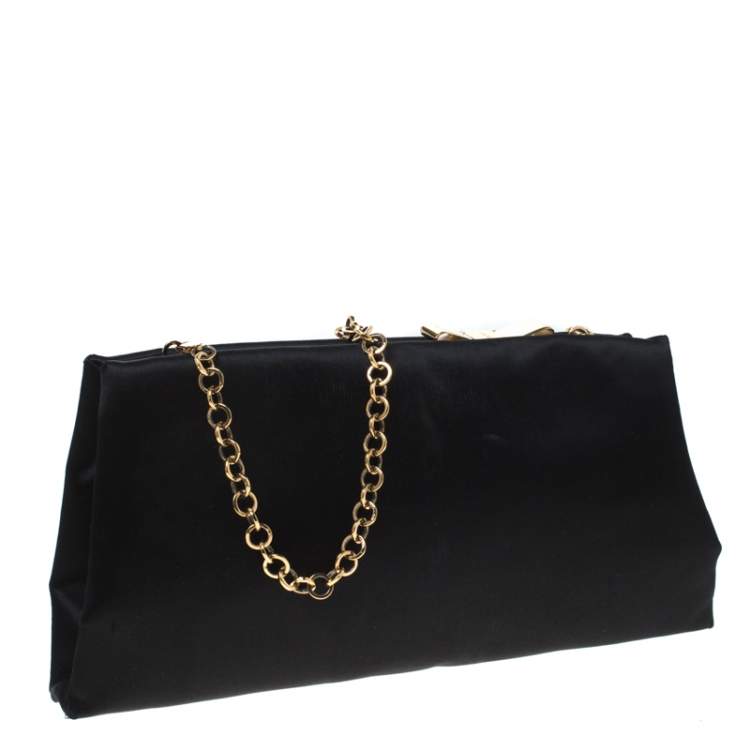 Pre Owned Salvatore Ferragamo Black Satin Clutch
