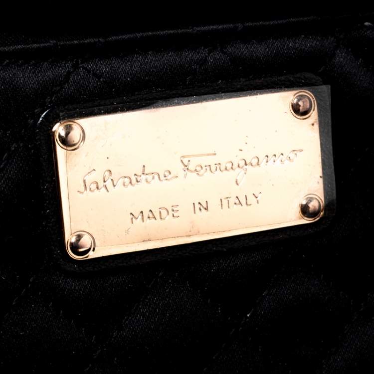 Pre Owned Salvatore Ferragamo Black Satin Clutch