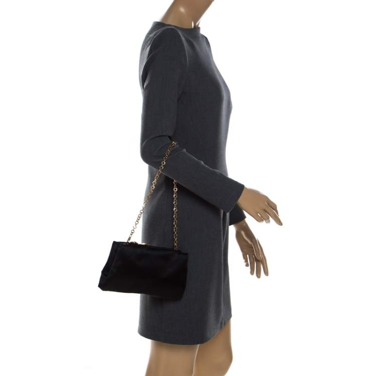 Pre Owned Salvatore Ferragamo Black Satin Clutch