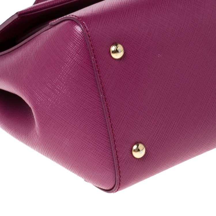 Pre Owned Salvatore Ferragamo Hot Pink Leather Vara Top Handle Bag