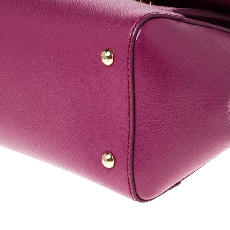 Pre Owned Salvatore Ferragamo Hot Pink Leather Vara Top Handle Bag
