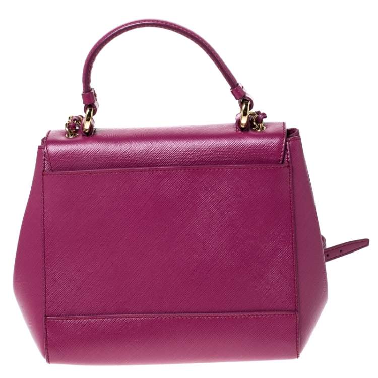 Pre Owned Salvatore Ferragamo Hot Pink Leather Vara Top Handle Bag