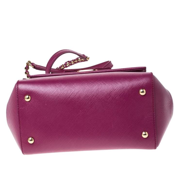 Pre Owned Salvatore Ferragamo Hot Pink Leather Vara Top Handle Bag