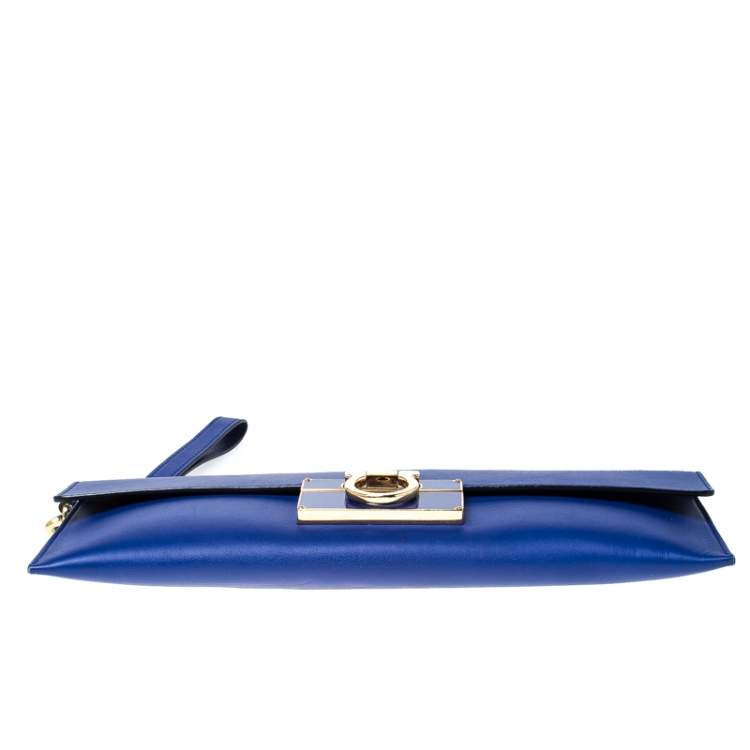 مملوكة مسبقًا Salvatore Ferragamo Blue Leather Afef Gancio Clutch