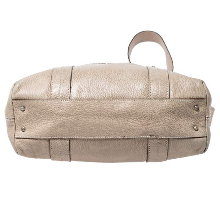 Pre Owned Salvatore Ferragamo Beige Leather Shopper Tote 