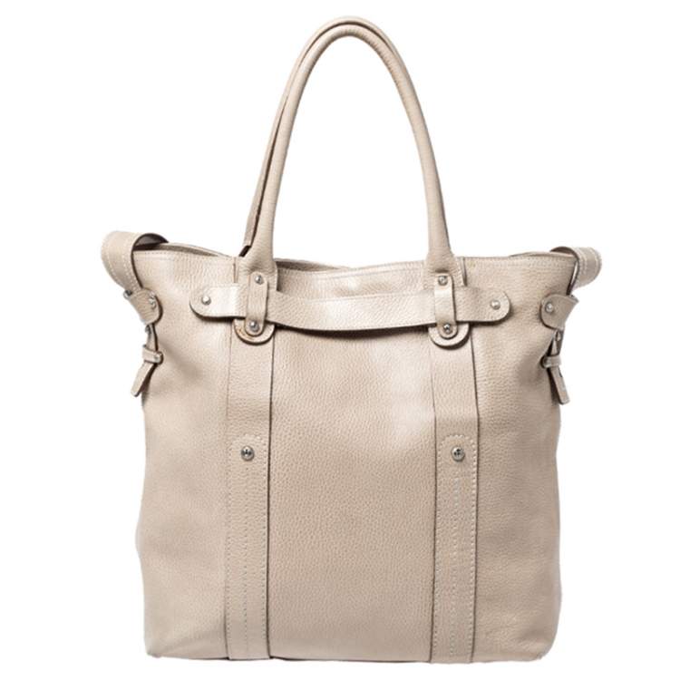 Pre Owned Salvatore Ferragamo Beige Leather Shopper Tote 