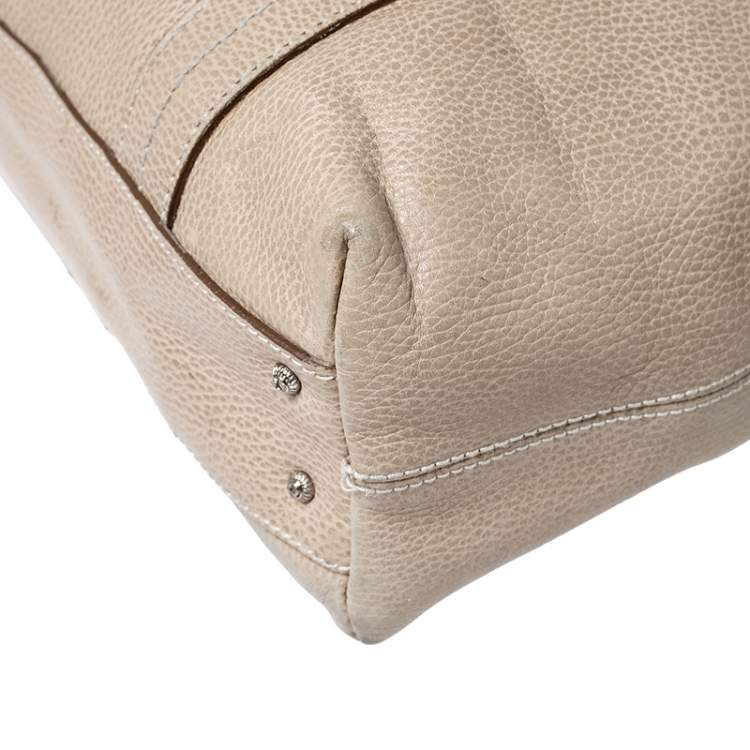 Pre Owned Salvatore Ferragamo Beige Leather Shopper Tote 
