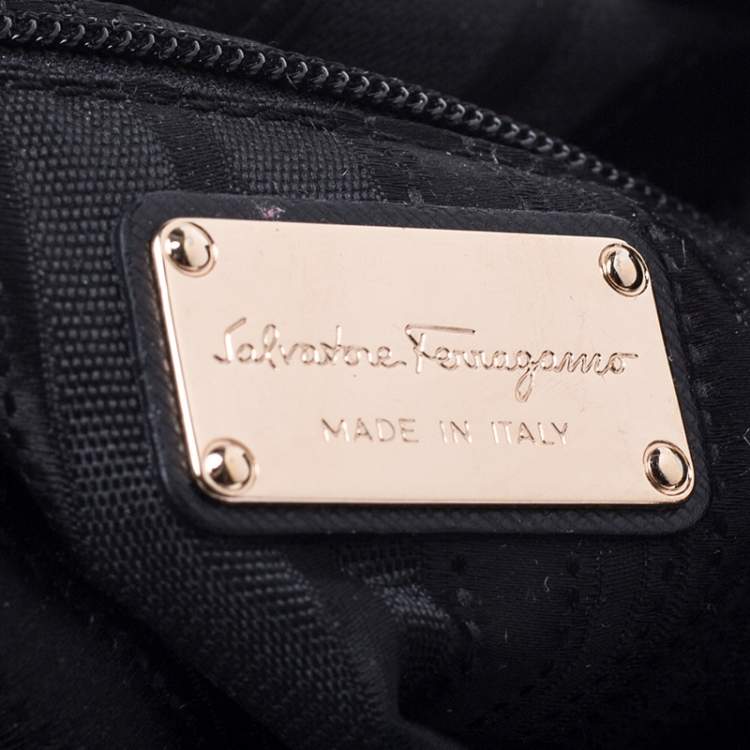 مملوكة مسبقًا Salvatore Ferragamo Black/Brown Leopard Print Calfhair and Leather Betulla Tote