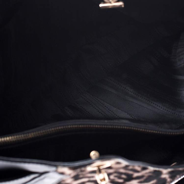 مملوكة مسبقًا Salvatore Ferragamo Black/Brown Leopard Print Calfhair and Leather Betulla Tote