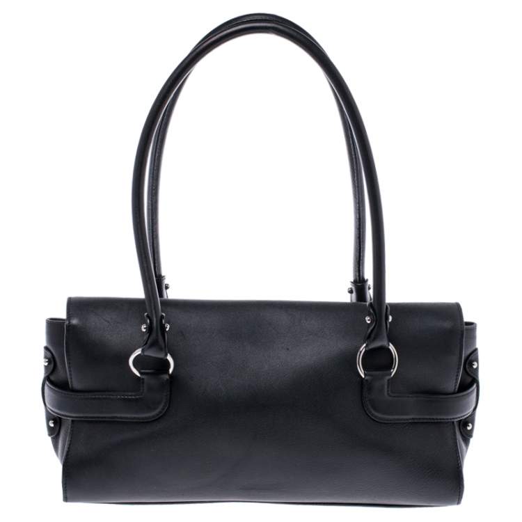 Pre Owned Salvatore Ferragamo Black Leather Gina Satchel