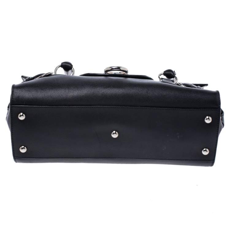 Pre Owned Salvatore Ferragamo Black Leather Gina Satchel