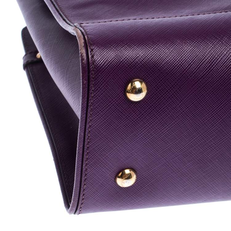 Pre Owned Salvatore Ferragamo Purple Leather Small Briana Tote