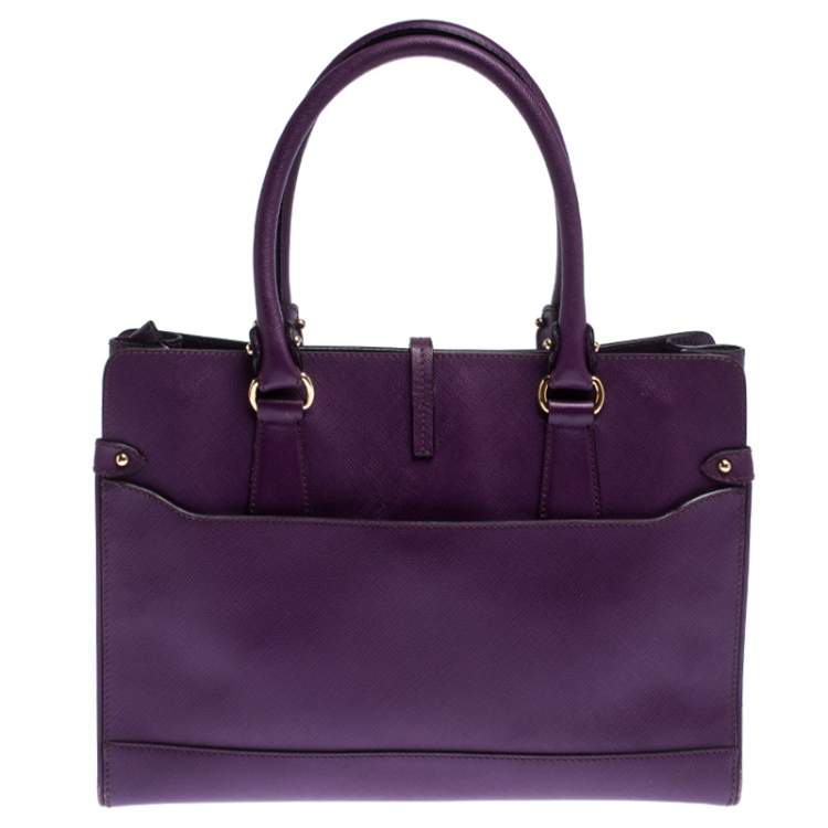 Pre Owned Salvatore Ferragamo Purple Leather Small Briana Tote