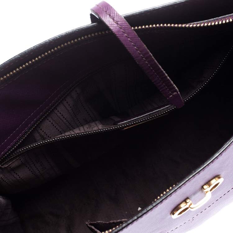 Pre Owned Salvatore Ferragamo Purple Leather Small Briana Tote