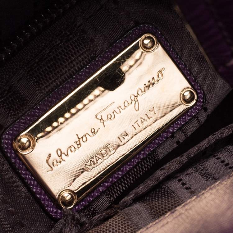 Pre Owned Salvatore Ferragamo Purple Leather Small Briana Tote