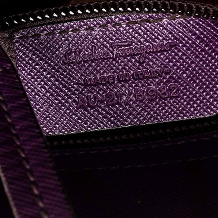 Pre Owned Salvatore Ferragamo Purple Leather Small Briana Tote